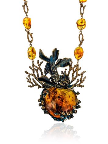 Voluminous Amber Brass Designer Necklace The Pandora, Length: 50, image 