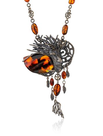 Fabulous Amber Brass Designer Necklace The Pandora, Length: 44, image 
