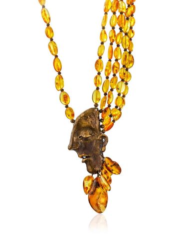 Multi Layer Amber Brass Necklace The Pandora, image 