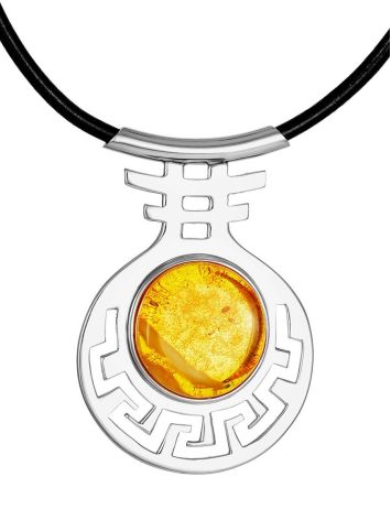 Bold Silver Amber Necklace The Ellas, image 