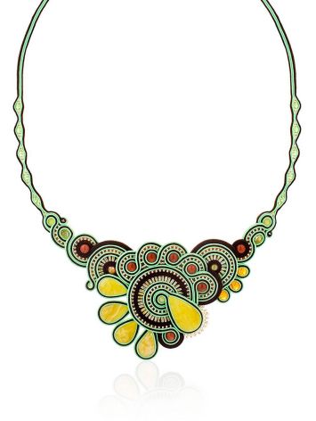 Handcrafted Braided Necklace With Natural Amber The India, image 
