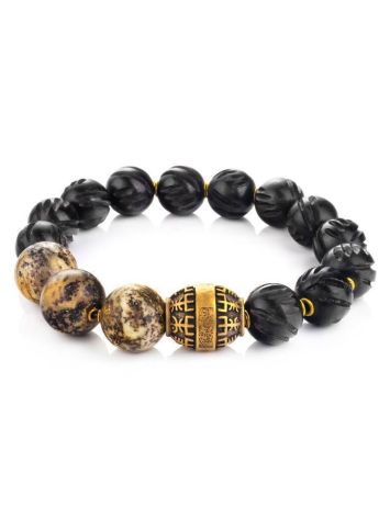 Black Amber Beaded Bracelet With Ebony Wood The Cuba, image 