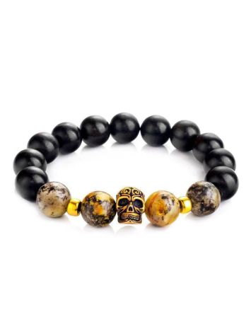 Black Amber Bracelet With Wooden Beads The Cuba, image 