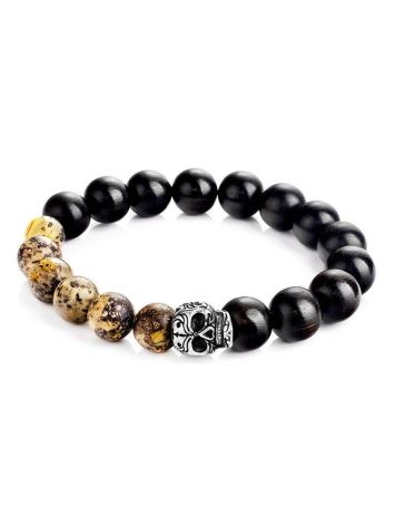 Black Amber Bracelet With Wooden Beads The Cuba, image 