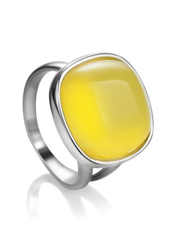 Honey Amber Ring In Sterling Silver The Copenhagen, Ring Size: 11 / 20.5, image 