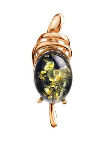 Green Amber Pendant In Gold-Plated Silver The Sigma, image 