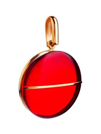 Round Amber Pendant In Gold The Sangria, image 