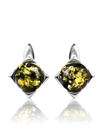 Adorable Green Amber Earrings In Sterling Silver The Rondo, image 