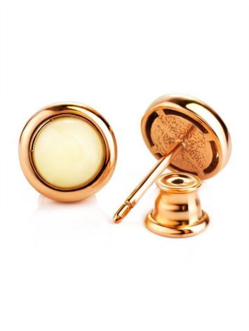 Charming Gold-Plated Studs With Honey Amber The Berry, image 