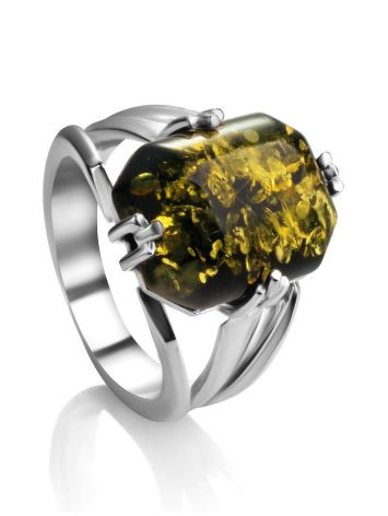 Faceted Amber Ring In sterling Silver The Jazz, Ring Size: 11.5 / 21, image 