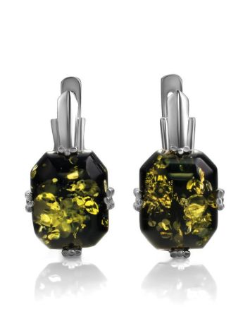Green Amber Earrings In Sterling Silver The Jazz, image 