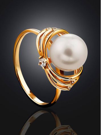 Chic Gold Pearl Ring, Ring Size: 7 / 17.5, image , picture 2
