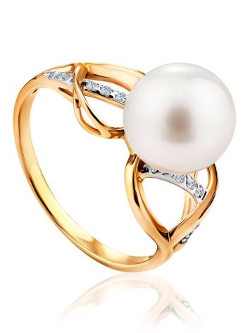 Elegant Gold Pearl Ring, Ring Size: 7 / 17.5, image 