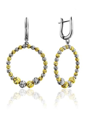Bicolor Gilded Silver Dangle Hoop Earrings The Sparkling, image 