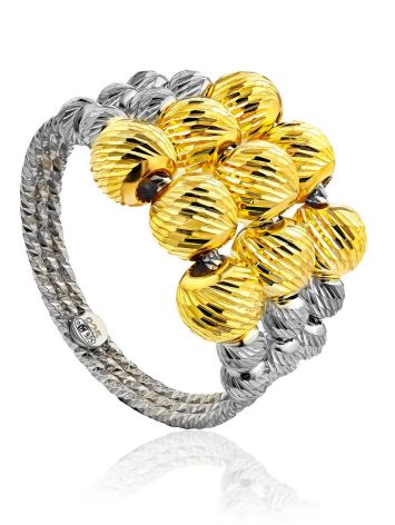 Bicolor Gilded Silver Beaded Ring The Sparkling, Ring Size: 6.5 / 17, image 