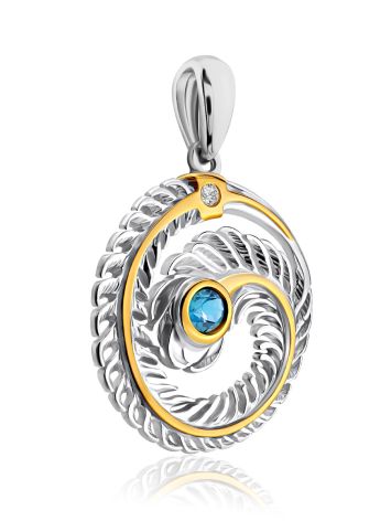 Feather Motif Silver Topaz Pendant, image , picture 3