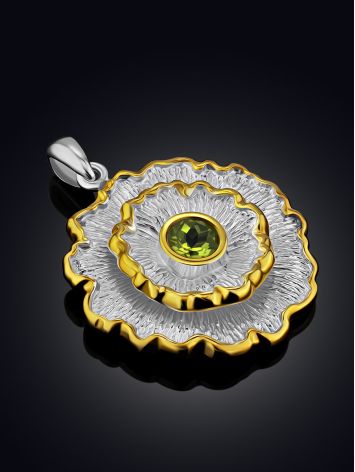 Ornate Floral Design Silver Chrysolite Pendant, image , picture 2