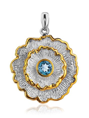 Floral Design Silver Topaz Pendant, image 