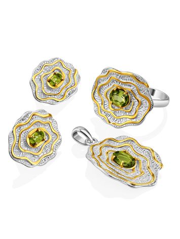 Gorgeous Floral Design Silver Chrysolite Pendant, image , picture 4
