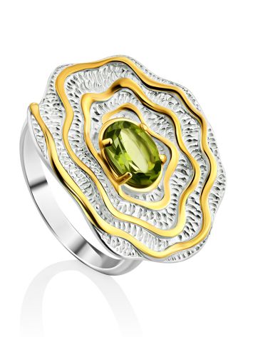 Gorgeous Silver Chrysolite Floral Ring, Ring Size: 8.5 / 18.5, image 
