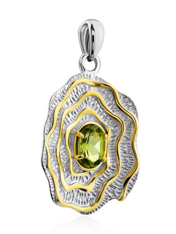 Gorgeous Floral Design Silver Chrysolite Pendant, image , picture 3