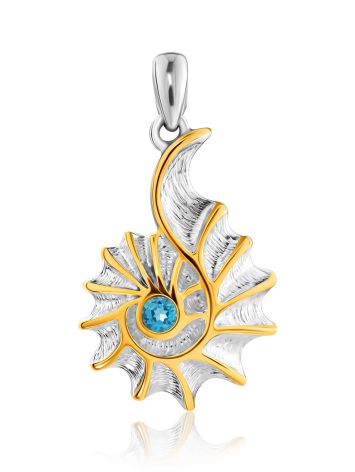 Shell Motif Silver Topaz Pendant, image 