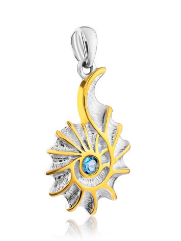 Shell Motif Silver Topaz Pendant, image , picture 3