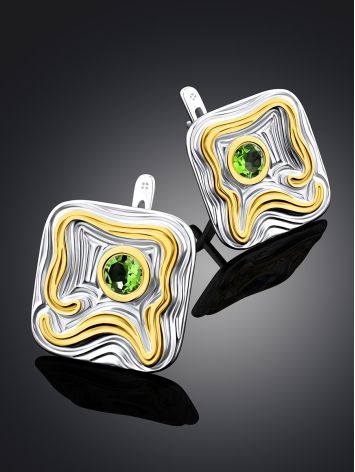 Voluptuous Silver Chrysolite Earrings, image , picture 2