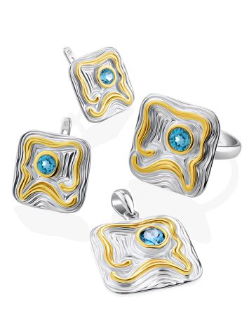 Abstract Design Silver Topaz Pendant, image , picture 4