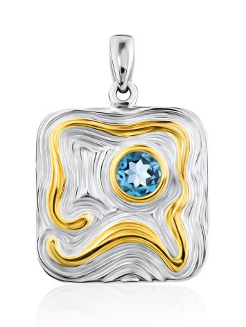 Abstract Design Silver Topaz Pendant, image 
