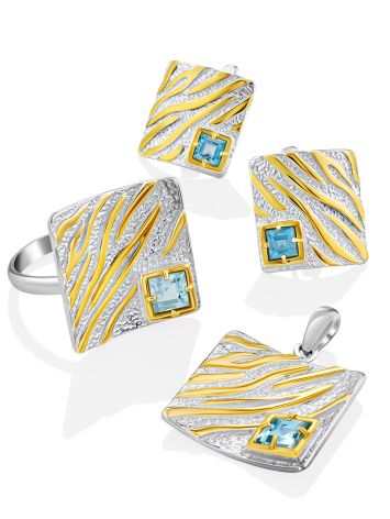 Bold Square Silver Topaz Pendant, image , picture 4