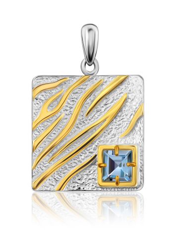 Bold Square Silver Topaz Pendant, image 