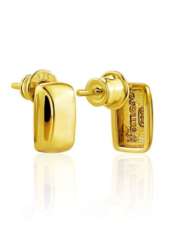 Stylishly Simplistic Gold-Plated Silver Earrings The Liquid, image , picture 4