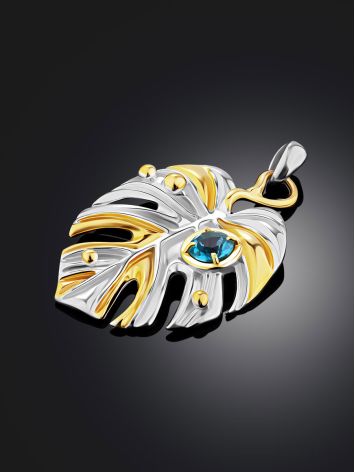 Leaf Design Silver Topaz Pendant, image , picture 2