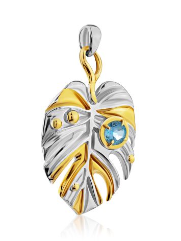 Leaf Design Silver Topaz Pendant, image , picture 3