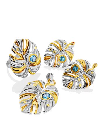 Leaf Design Silver Topaz Pendant, image , picture 4