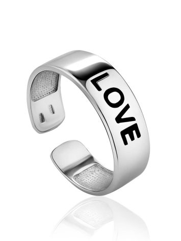 Cute Silver Engraved Ring LOVE, Ring Size: 6.5 / 17, image 