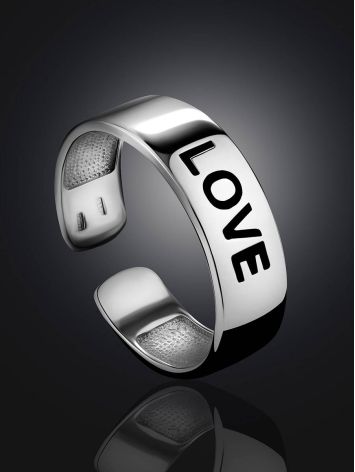 Cute Silver Engraved Ring LOVE, Ring Size: 6.5 / 17, image , picture 2