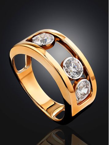 Trendy Gold Crystal Ring SWAROVSKI GEMS, Ring Size: 7 / 17.5, image , picture 2
