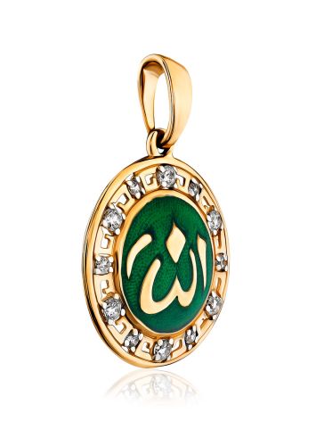Round Gold Enamel Pendant With Crystals, image , picture 4