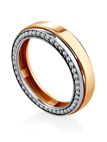 Statement Bicolor Gold Crystal Band Ring, Ring Size: 7 / 17.5, image 