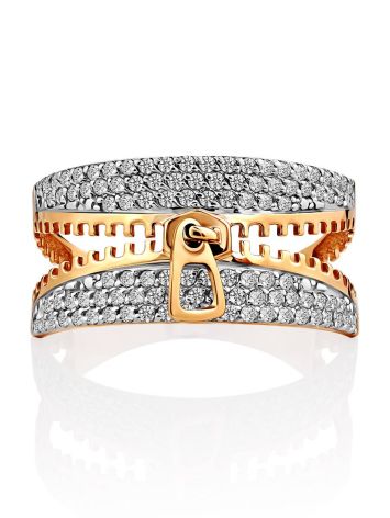 Zip Motif Gold Crystal Ring, Ring Size: 9.5 / 19.5, image , picture 4