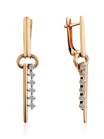 Key Motif Gold Crystal Earrings, image 