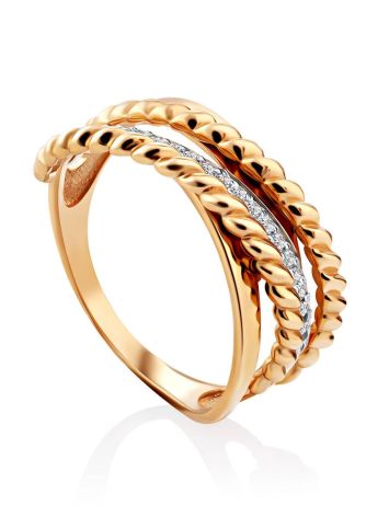 Timeless Design Gold Crystal Ring, Ring Size: 6.5 / 17, image 