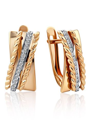 Timeless Design Gold Crystal Earrings, image 