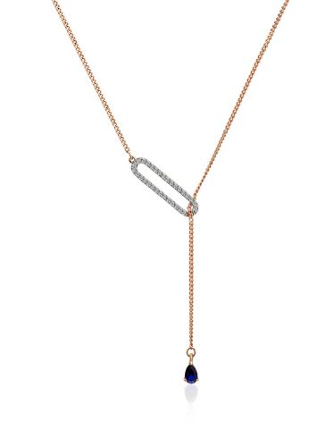 Stylish Gold Sapphire Y-Type Necklace, image 