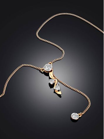 Ultra Feminine Gold Crystal Lariat Necklace, image , picture 2