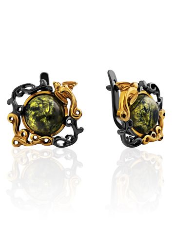 Filigree Design Silver Serpentine Earrings, image 