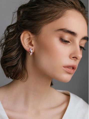 Ultra Feminine Gold Opal Earrings, image , picture 3