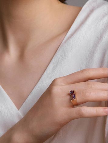 Geometric Deisgn Gold Alexandrite Ring, Ring Size: 7 / 17.5, image , picture 3